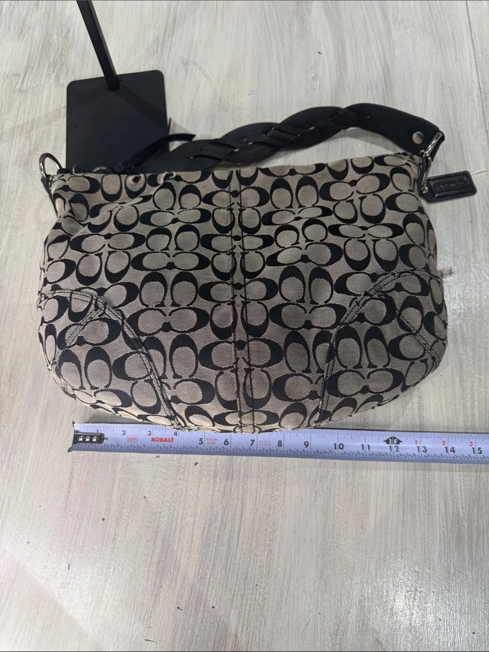 Coach Larg SOHO Signature Hobo Bag in Black and Tan